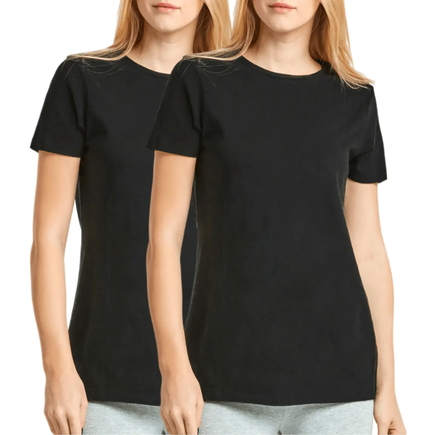 2 Pack Women's T-Shirts 95% Cotton Crew Neck Short Sleeve Tee Tops S - XL Classic Fit Regular Size Solid Breathable Casual Athletic Yoga Summer Activewear