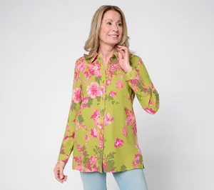 Belle by_Kim Gravel Regular Riviera Linen Garden Floral Big Shirt