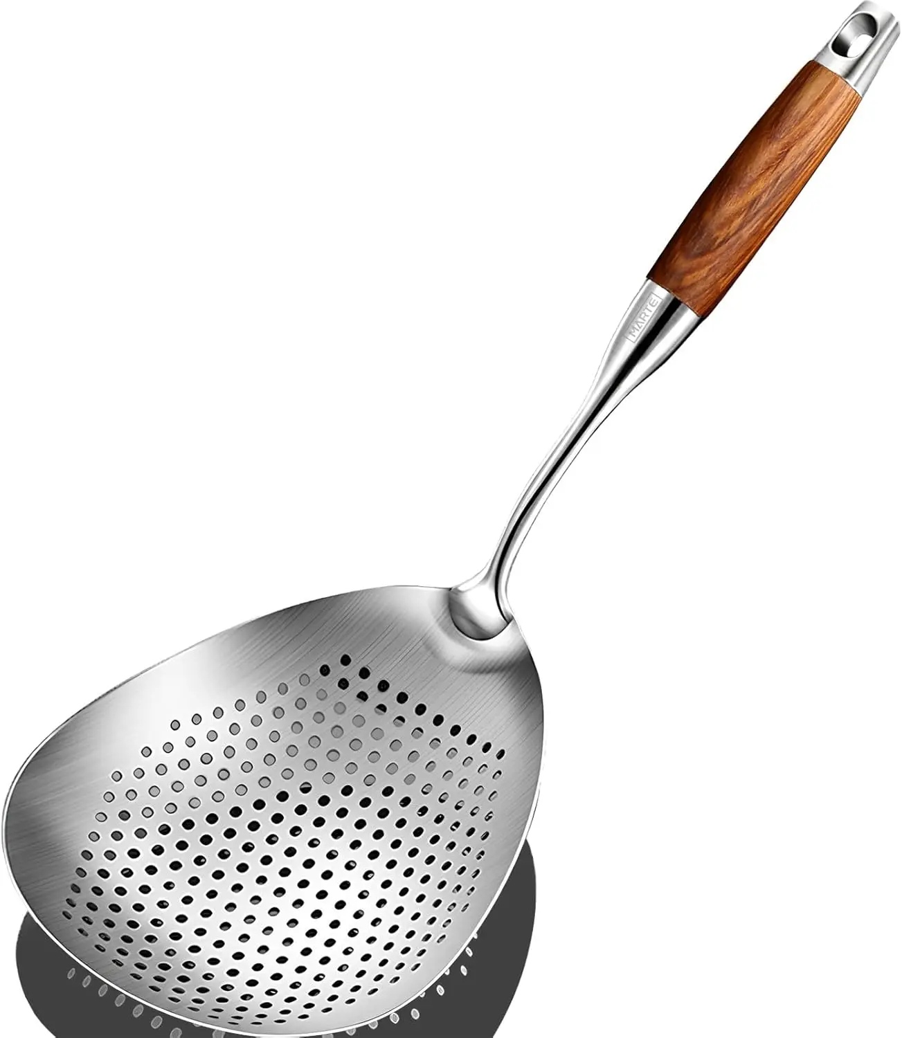 Stainless Steel Spider Strainer-Scoop with Wood Handle, Large Slotted Cooking Utensil for Frying, Pasta, Cooking Utensils