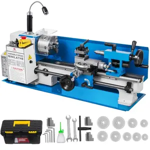 SummerWinsVEVOR Metal Lathe 7x14inch Precision Bench Top Mini Metal Lathe 550W Precision Metal Lathe Variable Speed 50-2500 RPM Nylon Gear with A Movable Lamp, 550W Power, Manual Feeddealsforyoudays