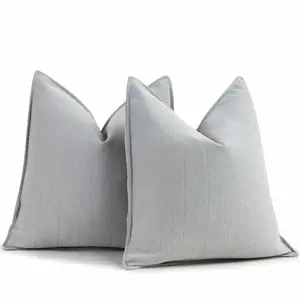 ZWJD Chenille Light Gray Pillow Covers 22x22 Set of 2 Soft Decorative