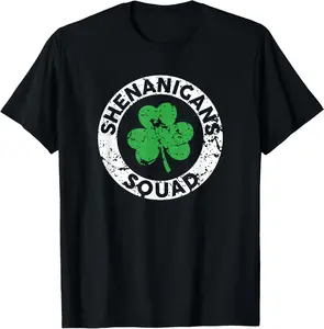Shenanigans Squad Funny St. Patrick's Day Matching Group T-Shirt Pure Cotton Graphic Tees Menswear Top: Gifts for Men & Women