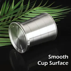 1 Count Stainless Steel Foldable Cup, space-saving foldable cup with lid and keychain for outdoor sports