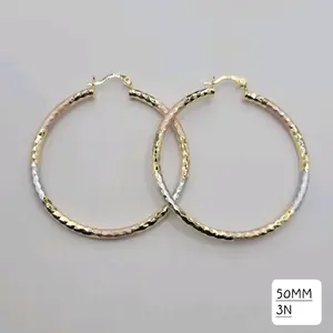 Beautiful Hoop Earrings 3 Color Medium Size 50mm 3N Laminated Gold Fashion Jewelry for Women Versatile Stylish Accessory 40mm Laminated Gold