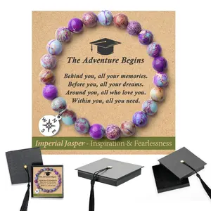THEMEROL Graduation Gifts for Her High School College Graduation Gift Class 5th 8th Grade Girl Bracelet Cool Cards Kindergarten Middle School Nursing Senior Personalized Daughter Graduate Hand Selected Crystals