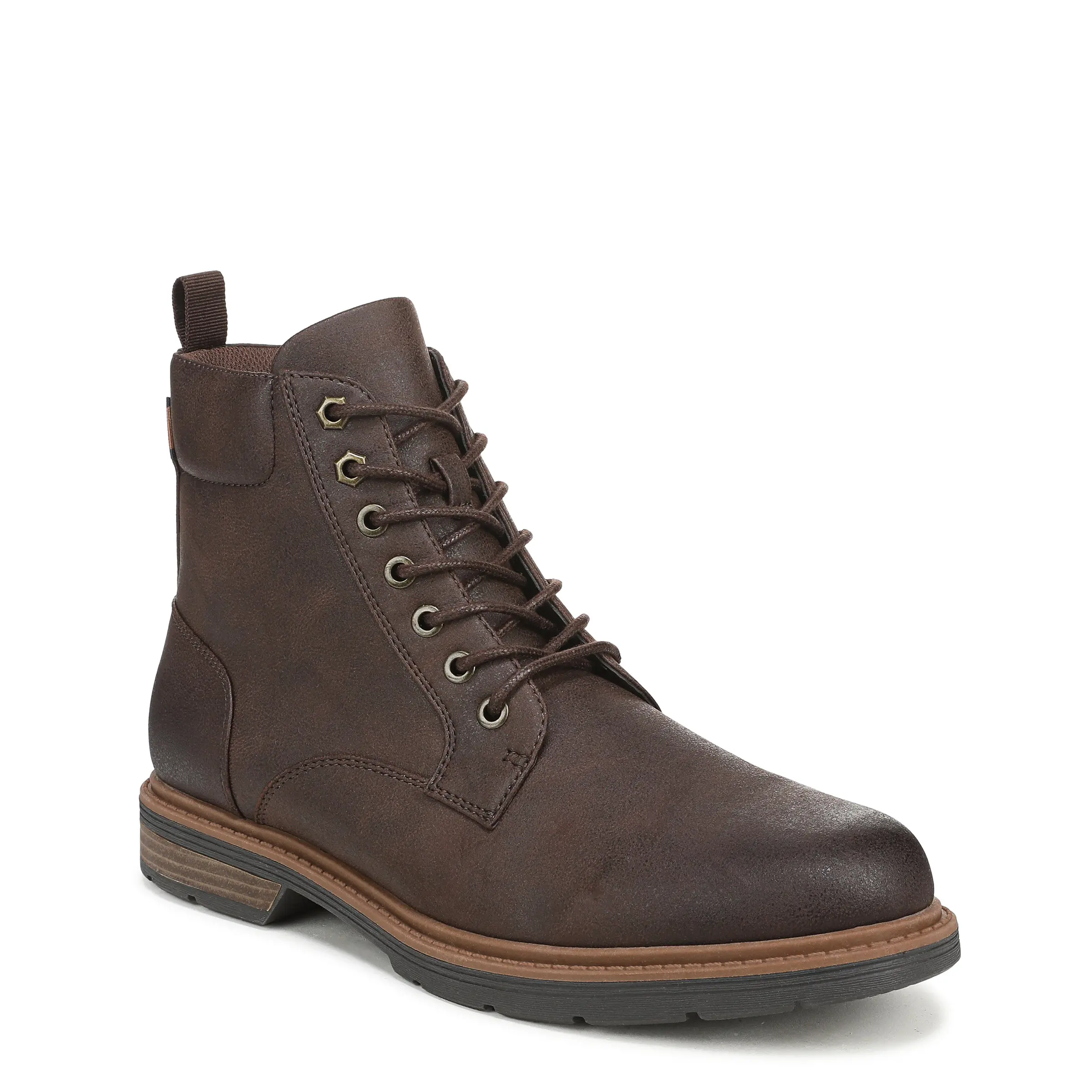 Dr. Scholl's Men's August Oxford Boot - Minimalist Faux Leather Closed Toe, Flexible Laces with Side Zipper, 15% Cushy Plant-Based Bloom® Foam, Casual Eco-Conscious Men's Footwear
