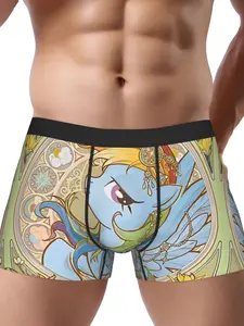 BIIHUDU Men's Underwear - Non-Transparent Briefs Boxer-briefs style Boxer Boxershorts with Friendship Pony, Quick-Dry Polyester Underpants for