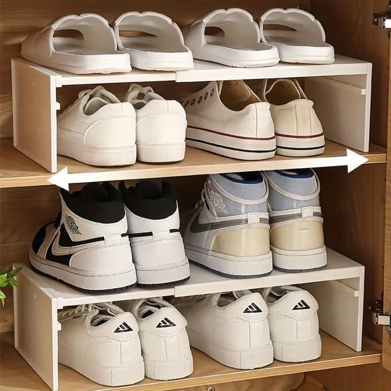 Expandable Storage Shelf, Shoe Rack with Tiered Dividers, Closet Organizer, Closet Organiser, Wardrobe Storage Cabinet, Multi-Layer Divider - Perfect for Home Organization and Storage, Footwear Organization, Suitable for All Seasons, Utility Racks
