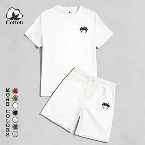 2-Piece Cotton Men's Minimalist Snake Head Symbol Graphic Outfit, Short-Sleeve T-Shirt & Athletic Shorts Set, Lightweight Breathable Casual Activewear, Ideal for Summer Streetwear, Gym & Daily Wear, Gift for Boyfriend