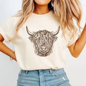 Highland Cow Graphic T-Shirt | Western Farm Animal Vintage Style Tee