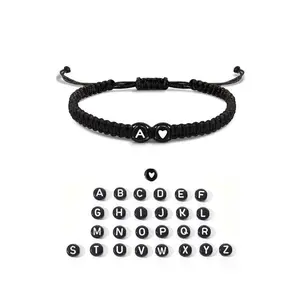 Braided Alphabet Heart Charm Bracelet, Fashionable Trendy All-match Exquisite Jewelry for Women Men, Ideal Birthday Gift