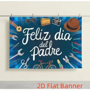 1PC,2D Flat Customize Backdrop Father's Day Decoration Backdrop, Festival Party Scene Layout Banner, with Tools, Hat, Bicycle and Other Elements, Create Warm Festival Atmosphere, Suitable for Fami