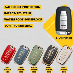 HYUNDAI 4-Button Key Fob Cover for Genesis, Sonata Hybrid, Veloster - Tpu Remote Case