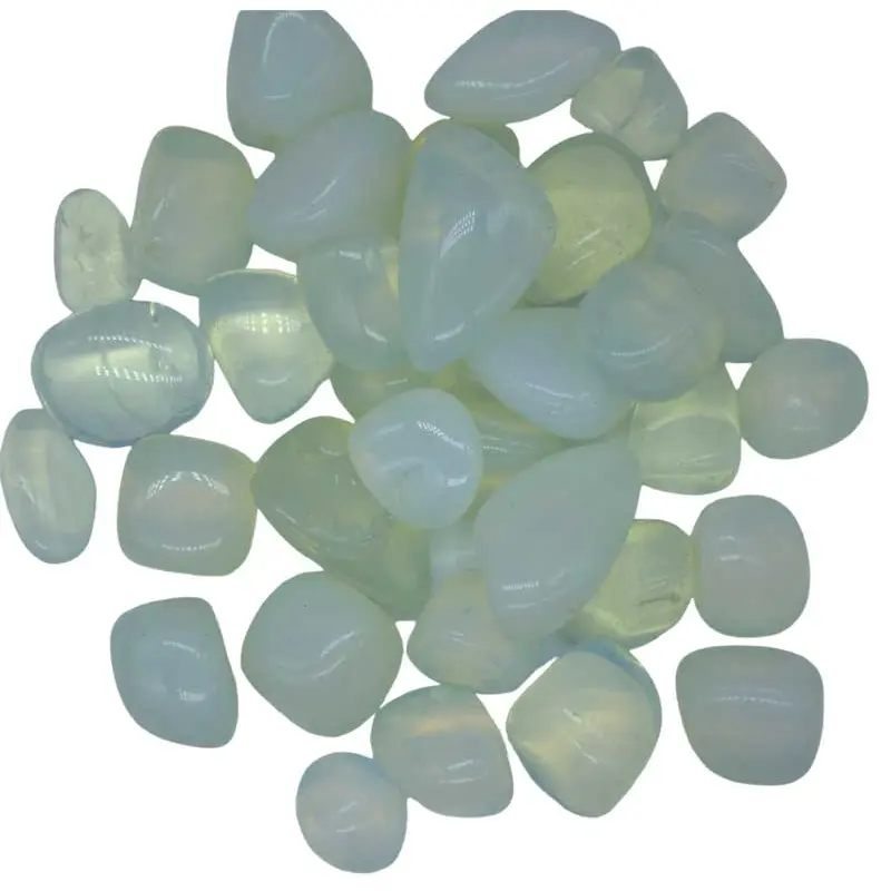 1 lb Bulk Opalite Tumbled Stones - Artificial Gemstone, Man-Made Glass Crystal for Jewelry Accessories, Semiprecious Stone Crafts, Third Eye, Fire Shift Altar Supply
