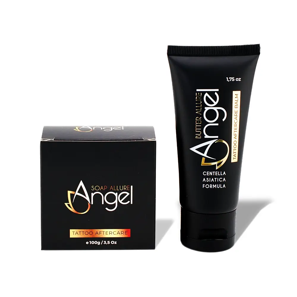 Tattoo Aftercare Kit. Angel Soap Allure + Angel Butter Allure– Premium Ingredients with Aloe, Centella, Dragon’s Blood, Manuka & Panthenol – TSA Friendly – For New Tattoos & Sensitive Skin.