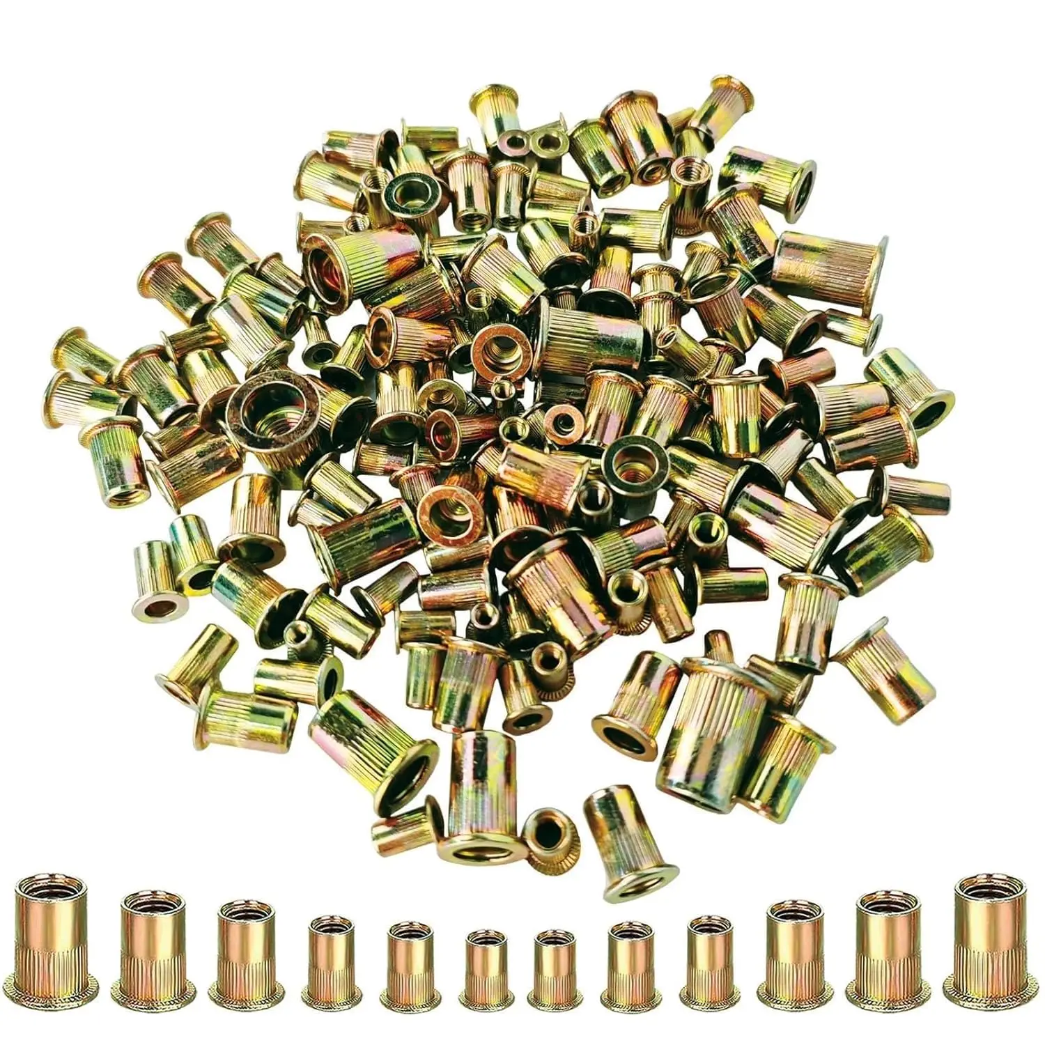 Rivet Nut Tool Kit Rivnut - 850pcs Metric Rivnut Tool Kit M3, M4, M5, M6, M8, M10 RIV Nuts, Carbon Flat Head Nuts Threaded Inserts for., Corrosion Proof, Knurled Grip