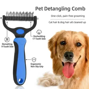 Pet Hair Removal Tool, Universal Detangling Comb for Dogs, Stainless Steel Double-Sided Design, Effective Shedding Removal & Matted Hair Tamer, Dog Brush Shedding Brush,Dog Products,Dog Accessories for Large Dogs,Cool Dog Stuff
