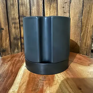 Matte Black Ceramic Planter with Saucer, 5 in Ceramic Material Garden Pot for Home Improvement & Garden Supplies