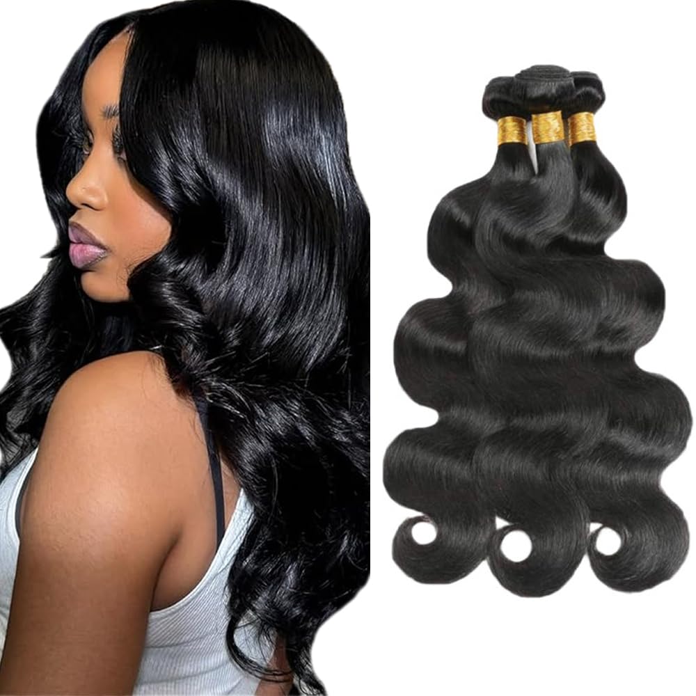 12A Body Wave Bundles Human Hair 18 20 22 Inch 100% Real Raw Human Hair Bundles Body Wave,No Tangle Shedding,Triple Lifespan Virgin Hair Extensions Thick Weave Reusable