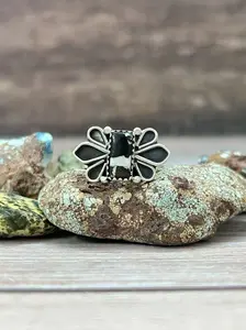 Handmade Sterling Silver White Buffalo Adjustable Ring "Signed Nizhoni"