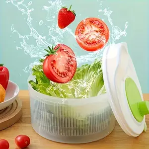 Multifunctional Salad Spinner, Manual Vegetable Fruit Drier, No Charging Needed, with Mesh Basket, Easy Meal Prep Tool