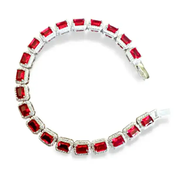 Ruby Square Tennis Bracelet 925 Sterling Silver Bracelets Fashion Accessories