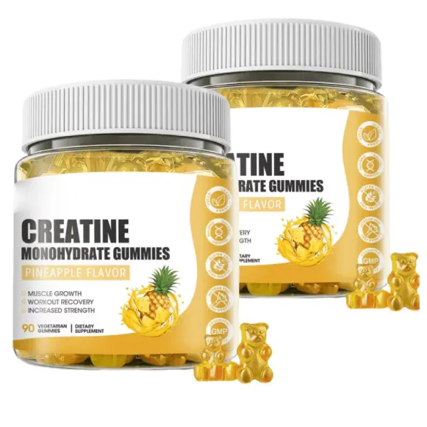 Creatine Monohydrate Gummies for Men & Women, Chewables Creatine Monohydrate for Muscle Strength, Energy Boost, Pre-Workout Supplement-Pineapple Gummies