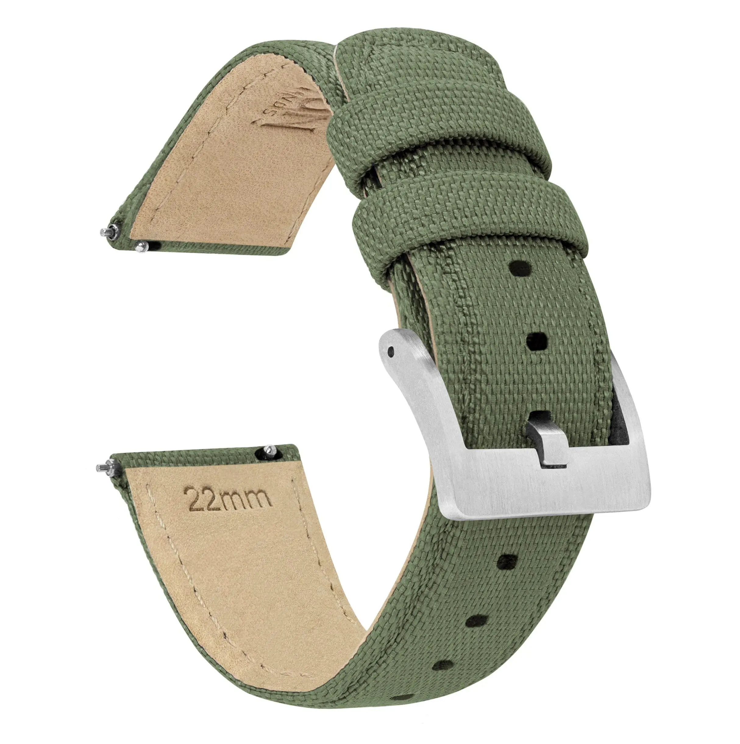 Army Green Sailcloth Quick Release Watch Band - Squale 1521 / 50 Atmos (22mm)