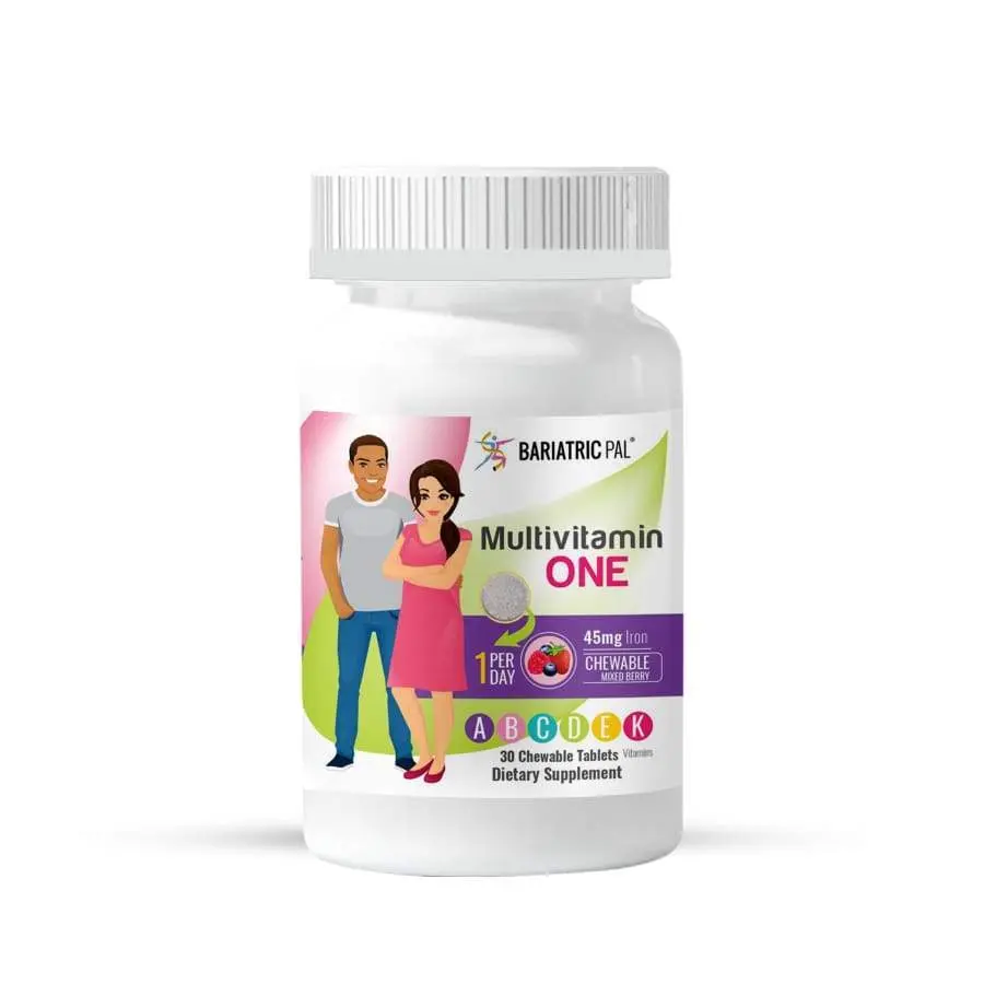 BariatricPal Multivitamin ONE 1 per Day! Bariatric Multivitamin Chewable with 45mg Iron - Mixed Berry