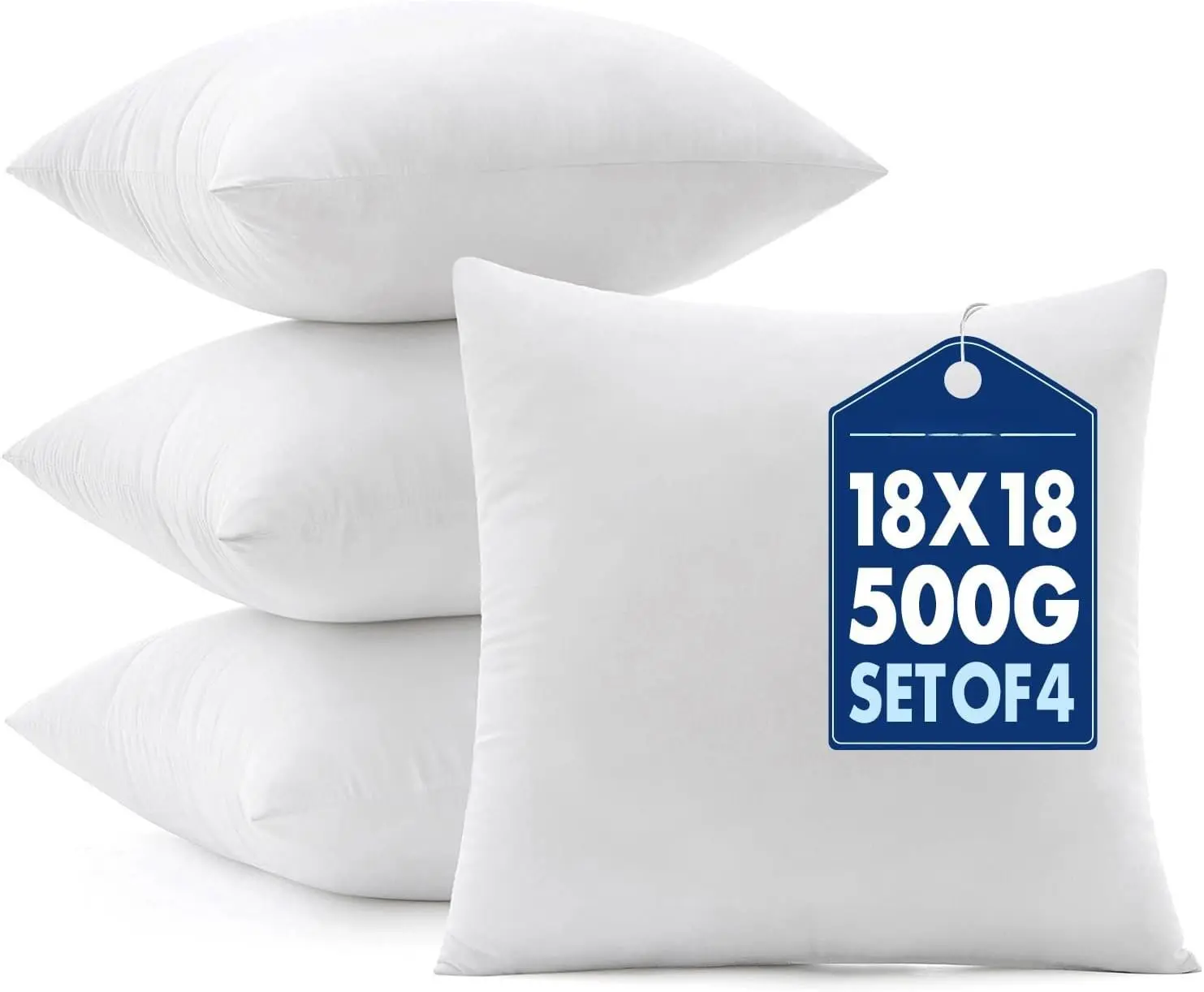 Pillows Inserts, Pack of 4 18x18 Inch  Virgin Microfiber Filling Throw Pillows for Bed Couch Sofa