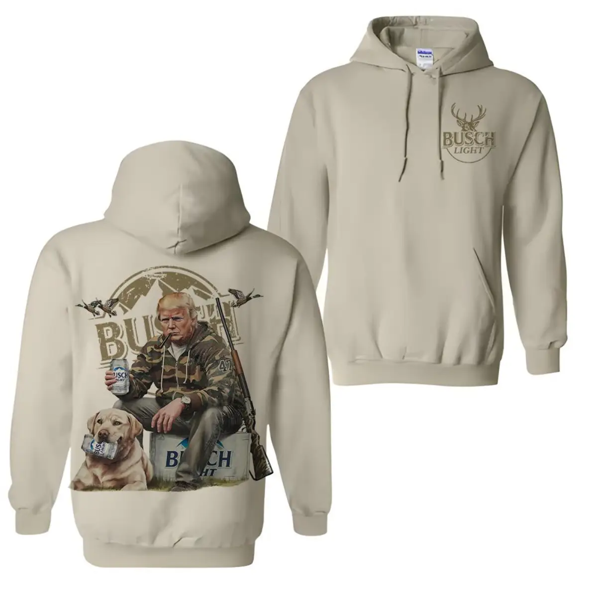 Trump Hunting Busch Light Beer 2 Sided Hoodie, Gun Trump Hunting Sweatshirt, Trump Supporter Shirt For Color For Men and Women