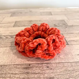 Velvet Yarn Scrunchie Stocking Stuffer Coral Salmon Hair Tie, Party Favor