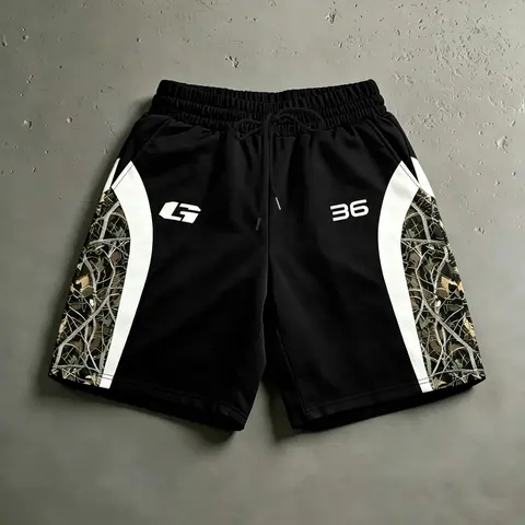 American Camouflage Patchwork Gym Shorts, Camouflage Sports Shorts, Shorts Summer Casual, Fashion Print, Casual Design, Suitable for Home, Leisure, Outdoor Activities