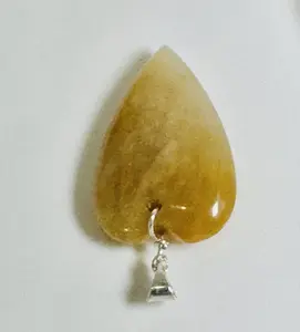Citrine Quartz Perfect Heart Pendant with Mysterious Elegant Tone Ideal for Attracting Prosperity and Positive Energy