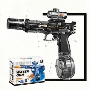 Electric Water Gun with LED Light, Automatic Squirt Watergun, Strong Outdoor Toy for Kids, Summer Fun, Perfect Father's Day Gift, Built-In Lithium Battery