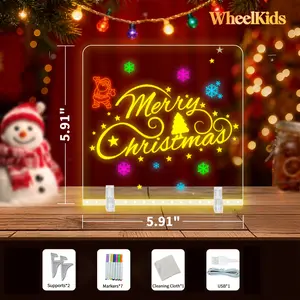 LED Note Board Acrylic Dry Erase Message Board with Light Up Stand Glowing Writing Tablet Erasable Memo Pad for Home Office Desk Decor Night Light