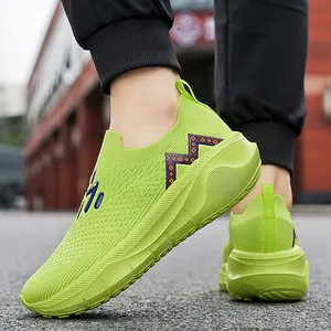 Women's Slip On Knit Sneakers Decorative Logo Detail Breathable Mesh Textured Sole Comfort Casual Everyday Footwear tenis de colores girl