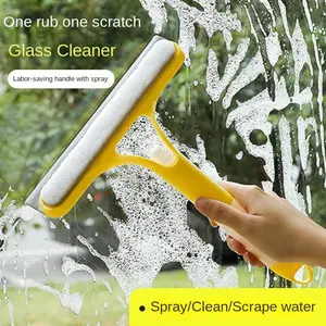 Three-In-One Window Cleaning Scraper, 2026 New Shower Glass Squeegee, Multi-Functional for Windows, Mirrors, Brushes, Spray Function