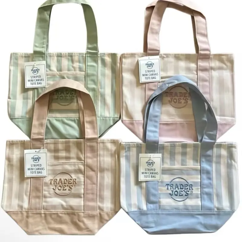 Trader Joe's Striped Canvas Mini Tote Set of 4 Summer 2026 Collection
