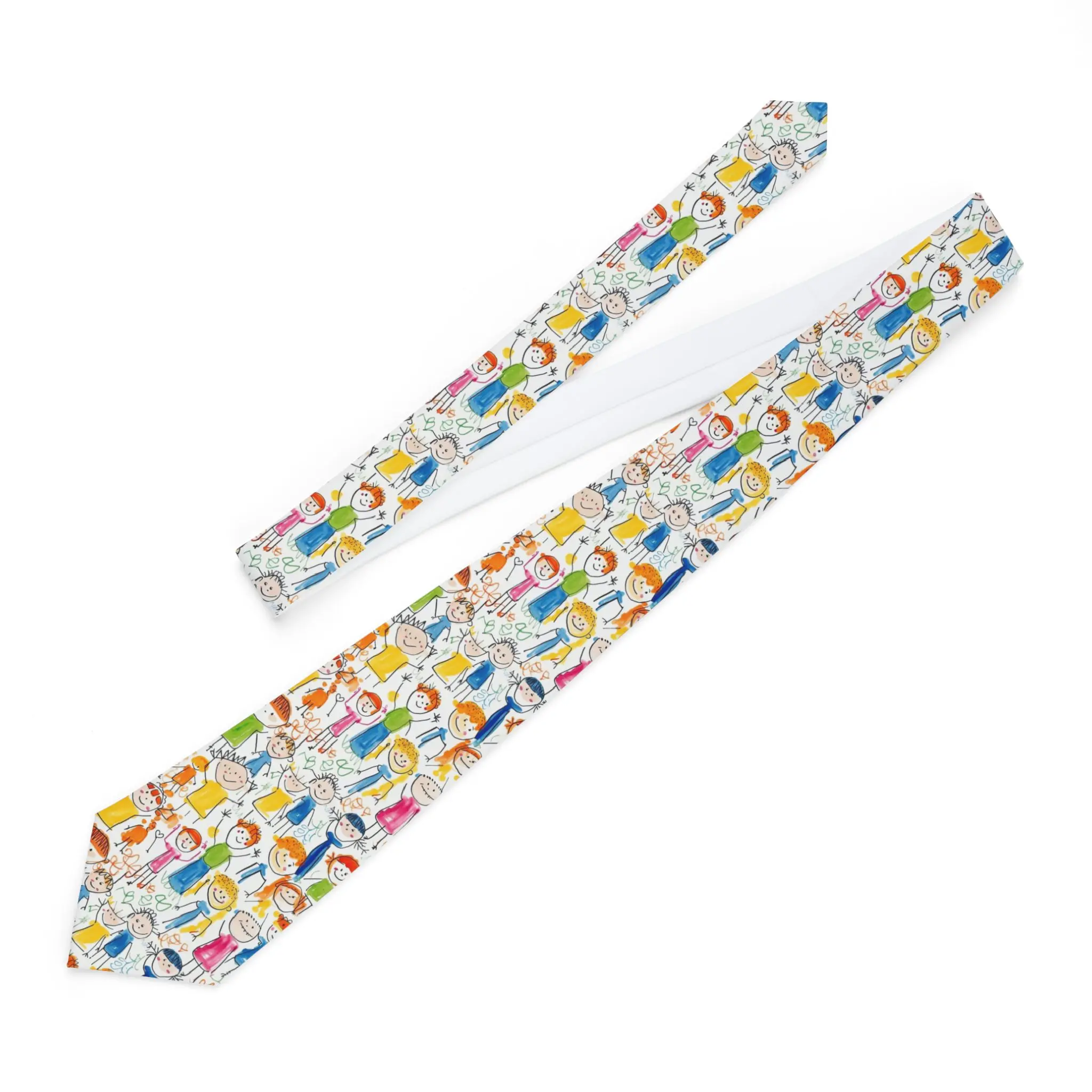 Colorful Family Illustration Necktie | Fun Accessory for Men | Unique Gift for Dad, Groom, Weddings, Father's Day, Celebrations