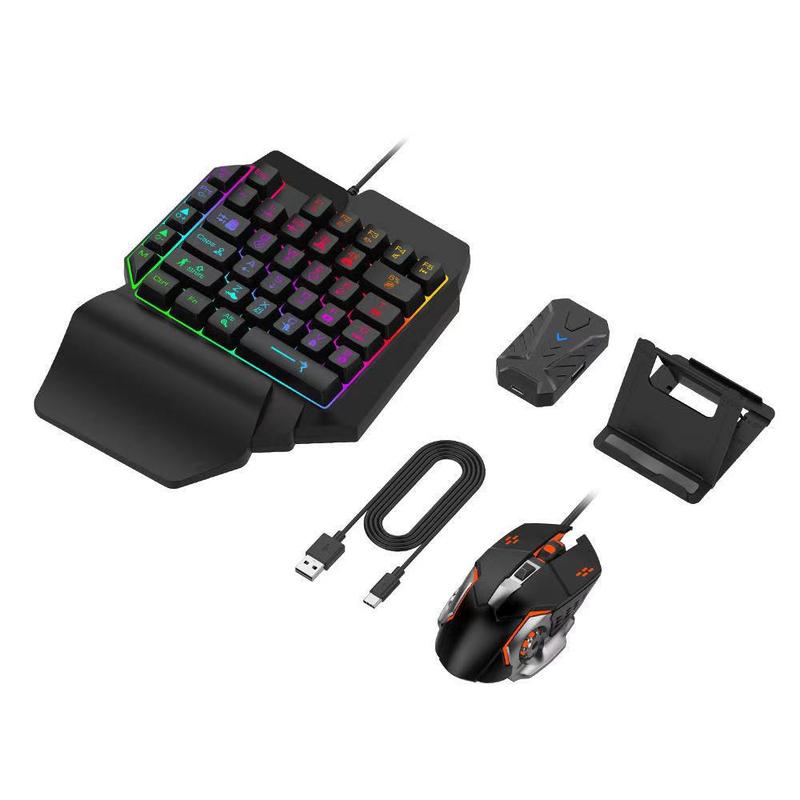 ZRTF F6 Single Mobile Phone Glowing Gaming Keyboard,Supports for Android System, PUBG Keyboard Connect to Mobile Phone King of Glory Left Hand Keyboard  for Android not ios