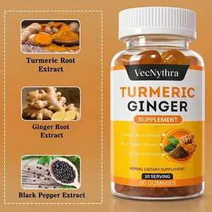 VecNythra Turmeric Gummies with Turmeric, Ginger, Black Pepper Extract, Health Dietary Supplement, Maintain Vitality, 60 Gummies