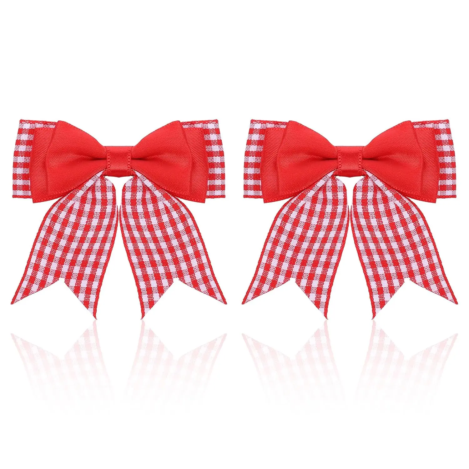 2PCS Gingham Ribbon Red Hair Bows with Aligator Clips, Classic Checkered Hair Clip for Women Girl, 2.76 Inch