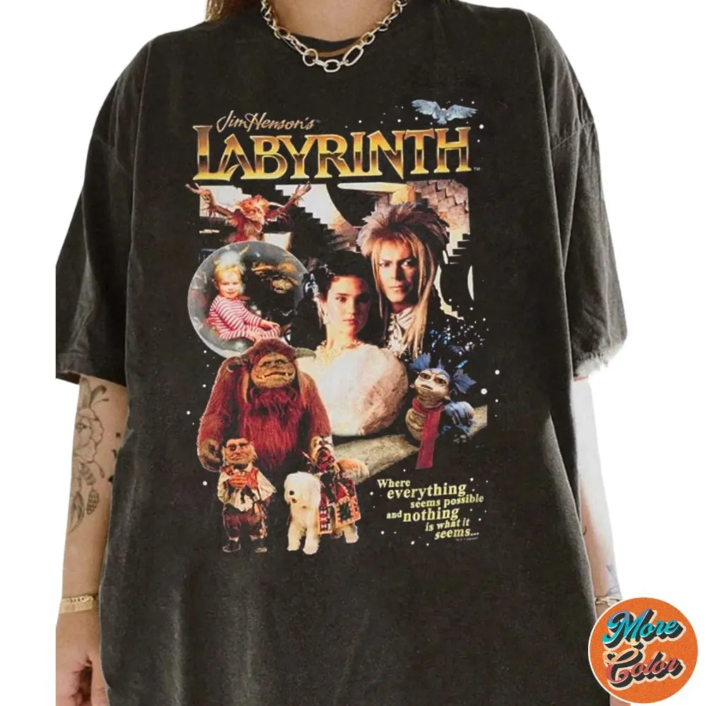 Official Retro Labyrinth Vintage T-shirt, Cotton Unisex T-shirt, Crew Neck, Size S- 3xl, Menswear Top, Womenswear Top Underwear Streetwear