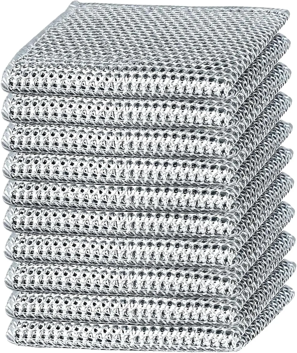10 Counts Multipurpose Dishwashing Rags, Multifunctional Non-Scratch Wire Cloth Metal Wire Rag for Wet and Dry Kitchen Cleaning Counter, Dishes, Sink