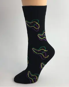 Women's Mardi Gras Bead Socks - Black, Comfortable Fit, Suitable for Womenswear, Ideal for Bridal Occasions