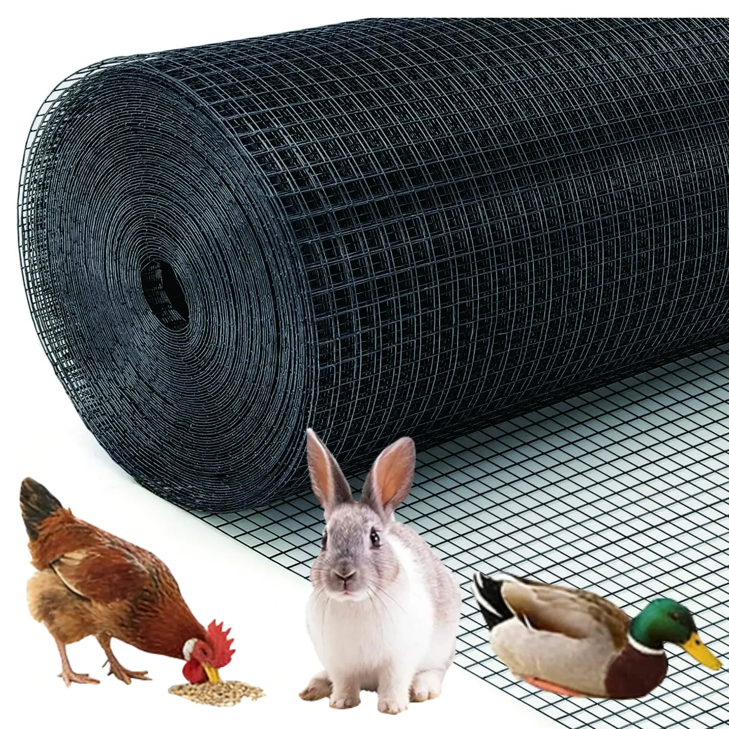 Black Hardware Cloth 1 inch Mesh 48'' x 100' 19-Gauge, Vinyl Coating Wire Mesh Roll, Chicken Wire Fencing, Graden Fencing, Tree Guard, Welded Wire Fence