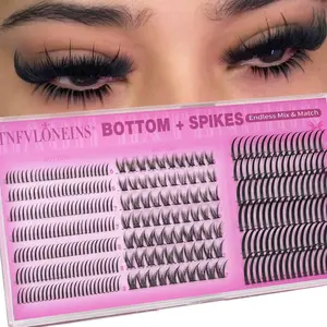 Bottom Lash Clusters 12-22MM Spikes Eyelash Clusters 2 Styles Bottom Lashes Spiky Cluster Eyelash Extensions DIY Evil Lash Extensions for Endless Makeup Styles