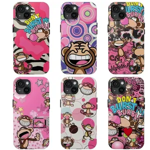 Monkey Pattern Phone Case, Don't Pop My Bubbles, Compatible with iPhone X, 11, 12, 13, 14, 15, 16, 17 & more