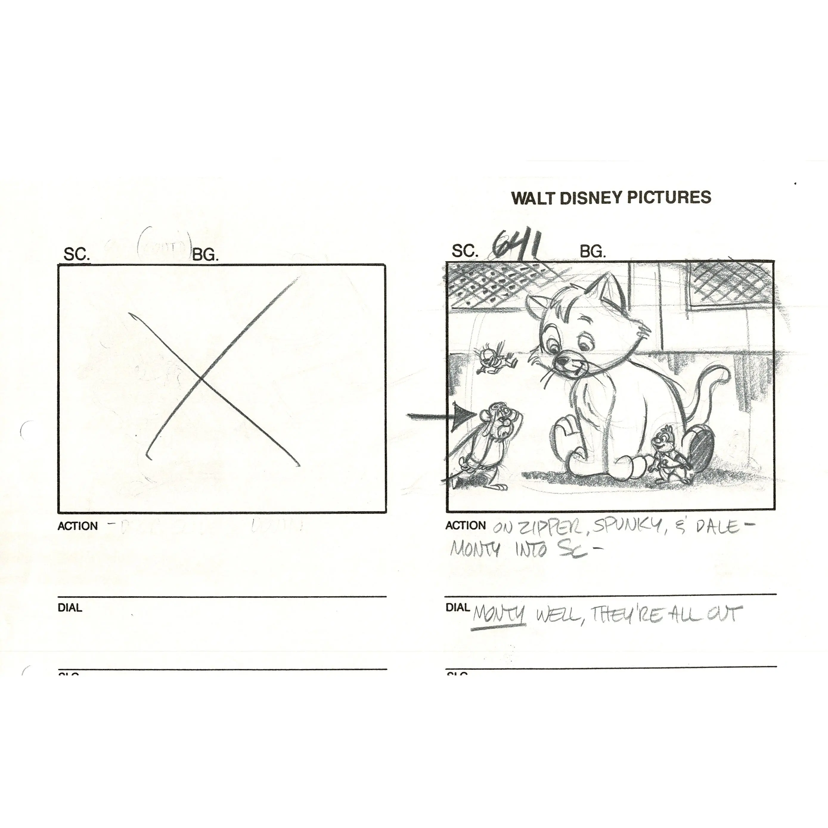 Chip n Dale Rescue Rangers Original Production Animation Storyboard Walt Disney FIRST EPISODE 1988 A203
